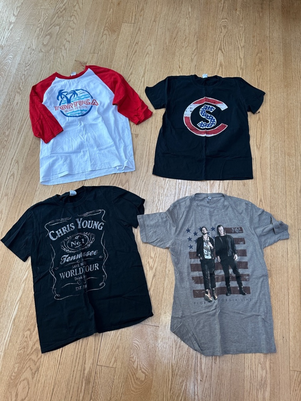 Country concert T-shirts bundle includes four shirts